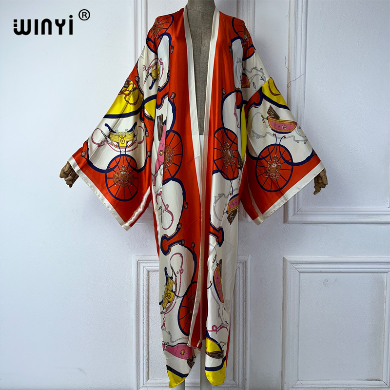 Cover Up Kaftan - WINYI Kimono con Estampado Boho, Cárdigan