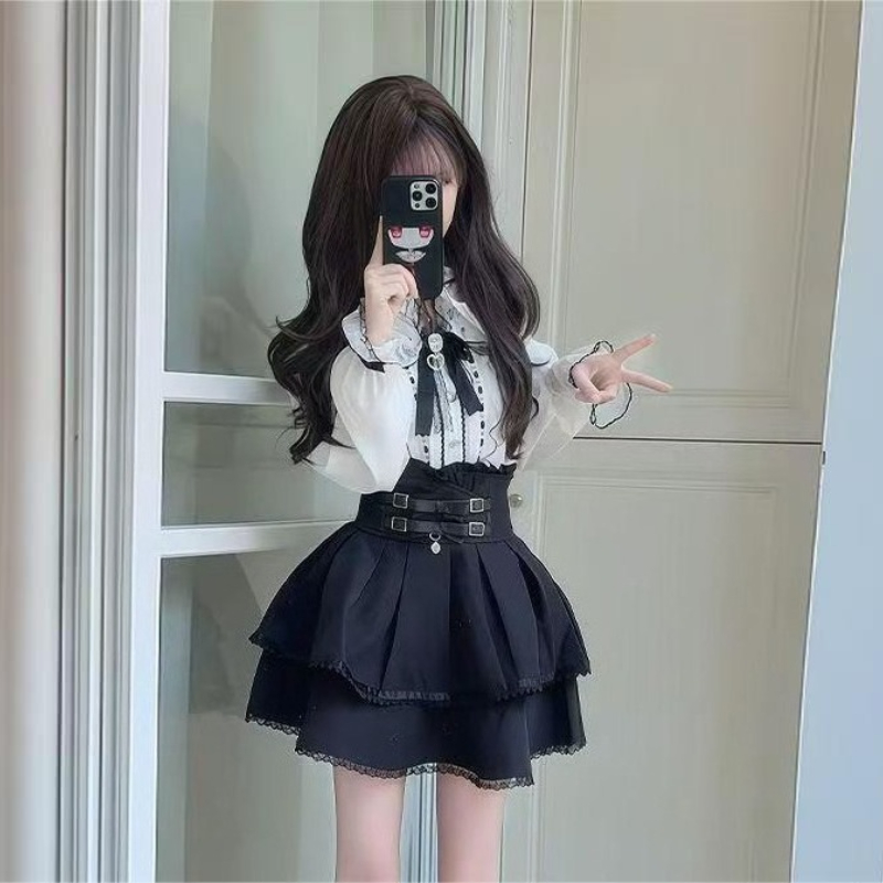 Conjunto gótico japonés Y2k es - Blouse Off Shoulder reseña y precio